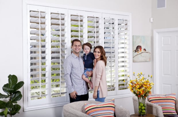 Plantation shutters family room